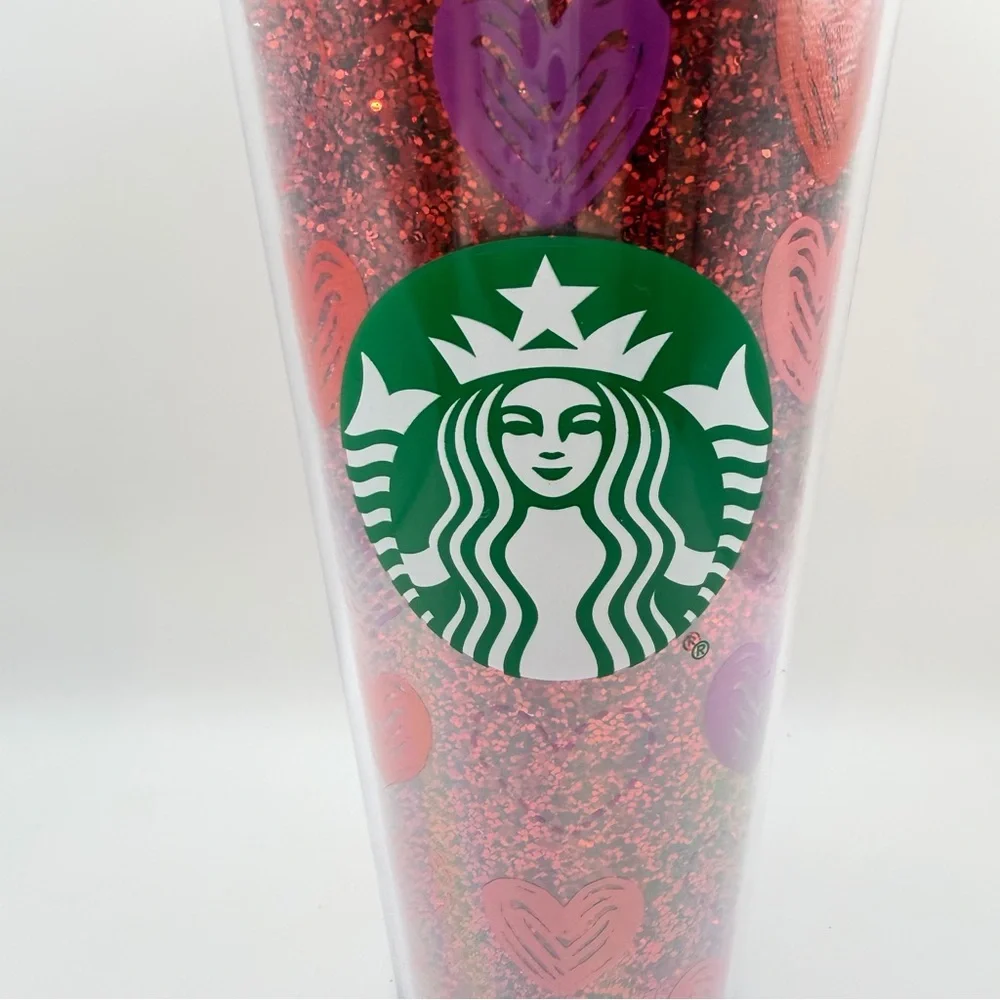 Starbucks Hearts Glitter Valentine’s Day Venti Cold Cup Tumbler Love Red Purple